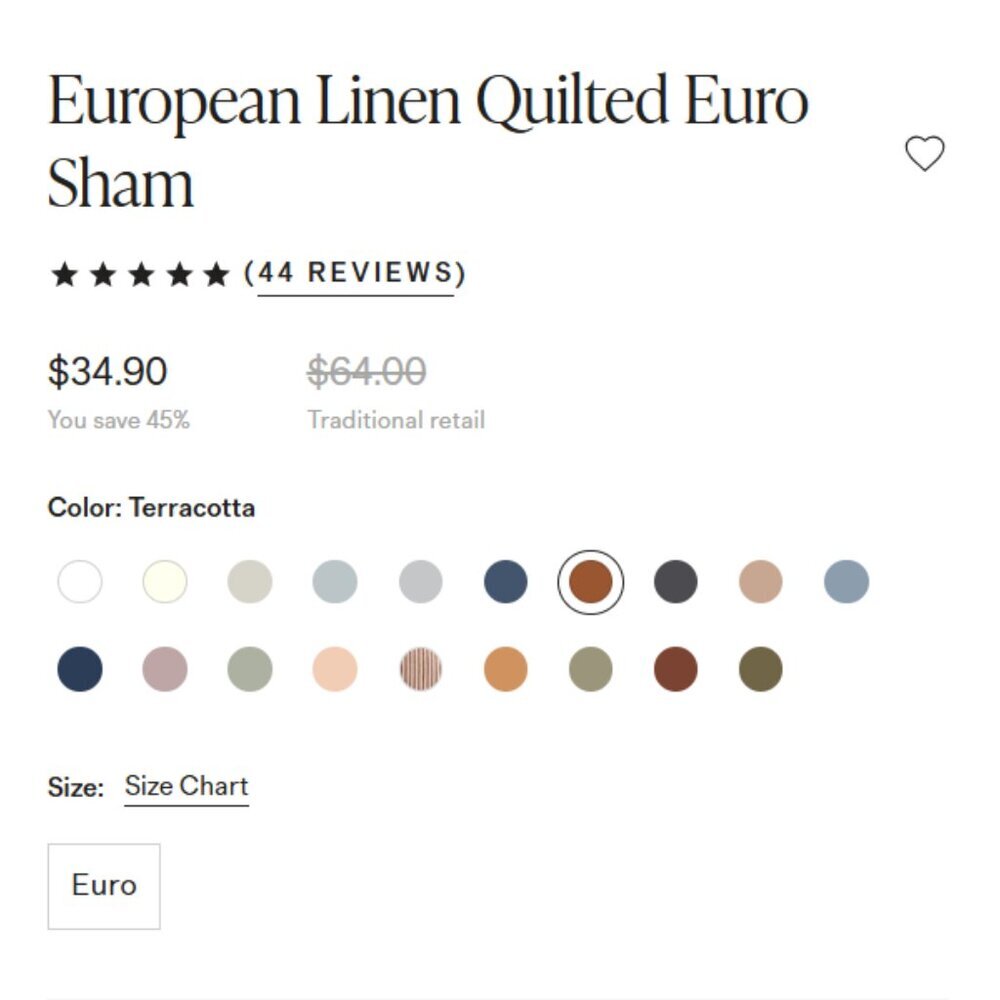 NWOT QUINCE Belgian European Linen Quilted Euro Sham Terracotta OEKO-TEX (Q6/Q7) - Picture 3 of 7